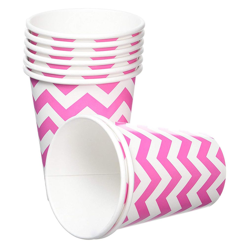 Amscan - Chevron Paper Cup 9oz - Bright Pink