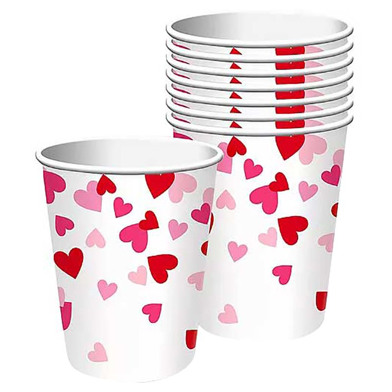 Valentines Cross My Heart Paper Cups 8Pcs - 9Oz