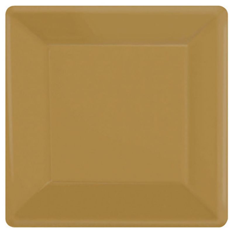 Amscan - Gold Square Plates 7in, 20pc