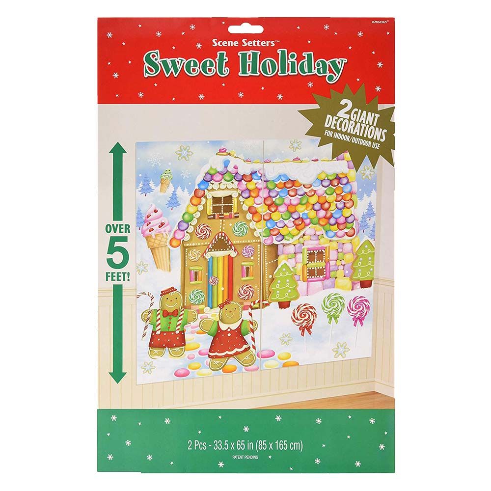 Party Centre - Sweet Holiday Gingerbread Scene Setter - 2pcs