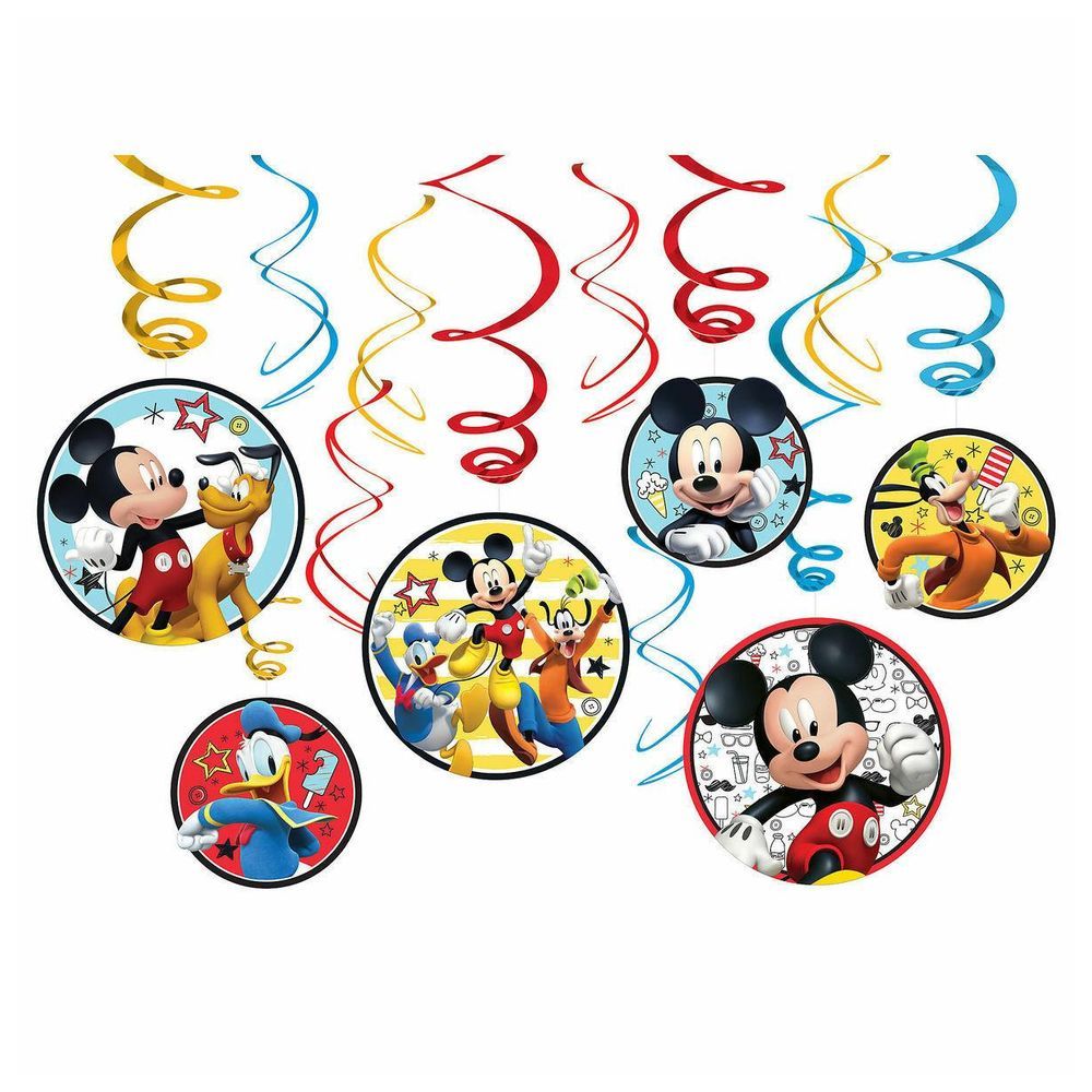 Mickey On The Go Swirl Decorations 12pcs