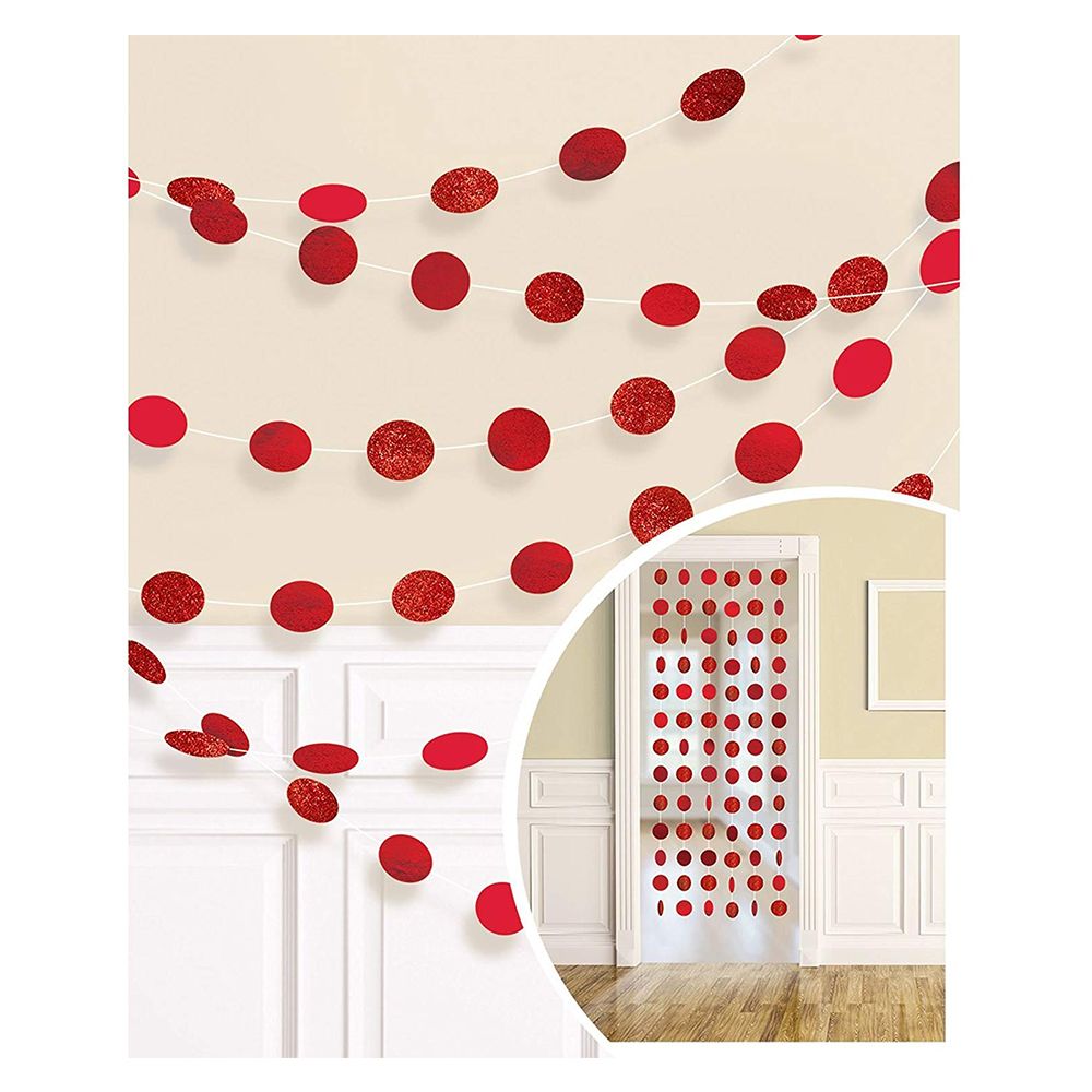 Amscan - Round String Decorations 7ft 6pcs - Apple Red