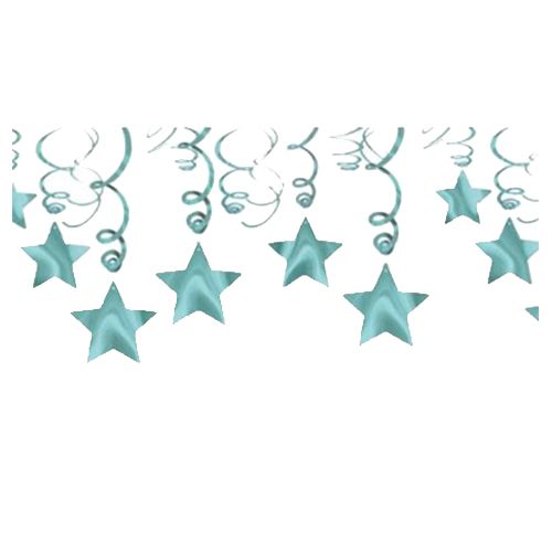 Amscan - Robin's Egg Blue Shooting Stars Swirl Decorations