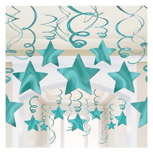 Amscan - Robin's Egg Blue Shooting Stars Swirl Decorations