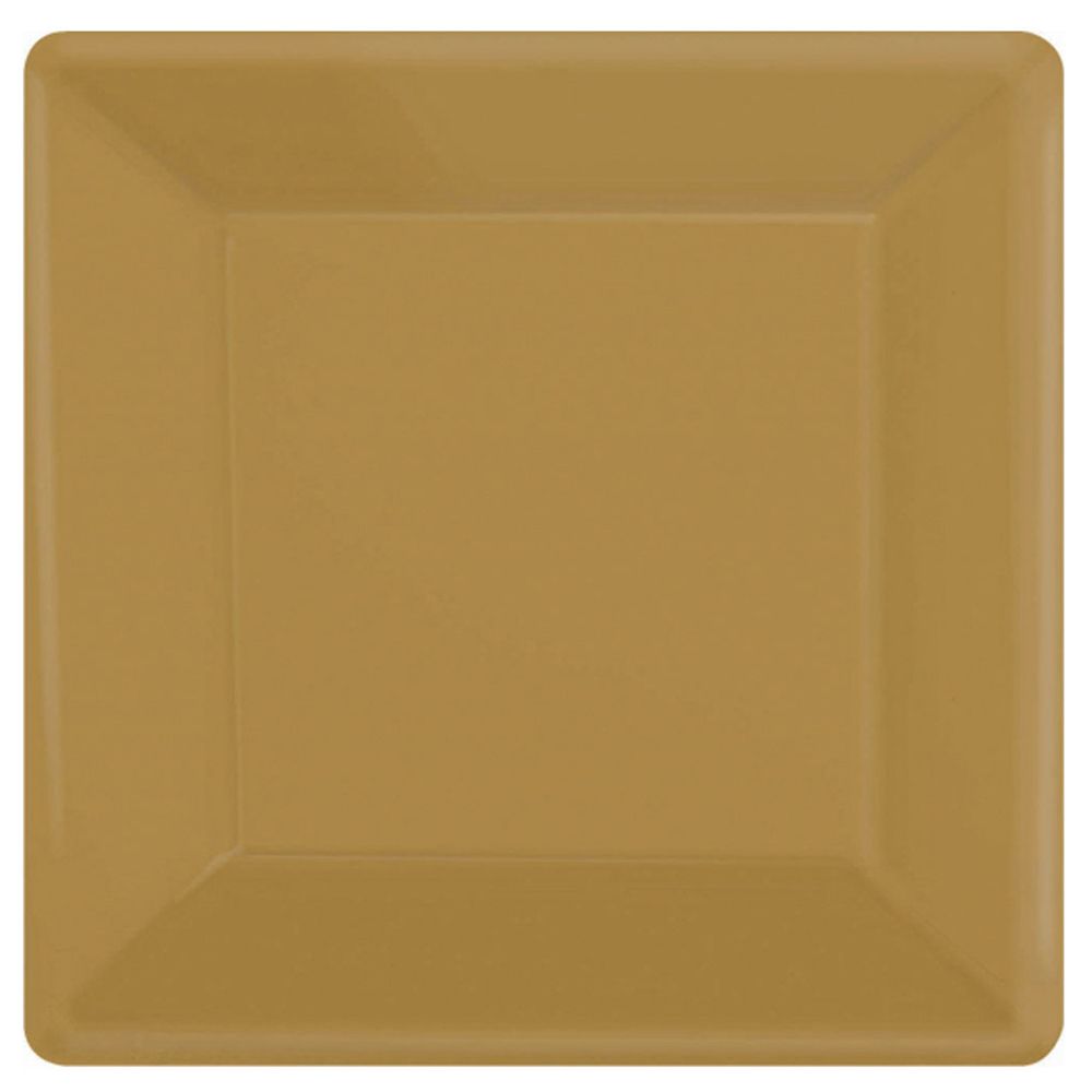 Amscan - Gold Square Paper Plates 10in, 20pc