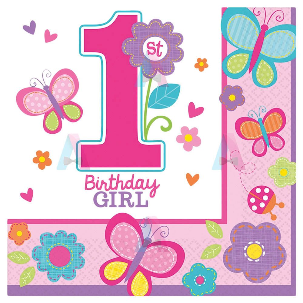 Sweet 1st Birthday Girl Lunch Tissues 36pcs