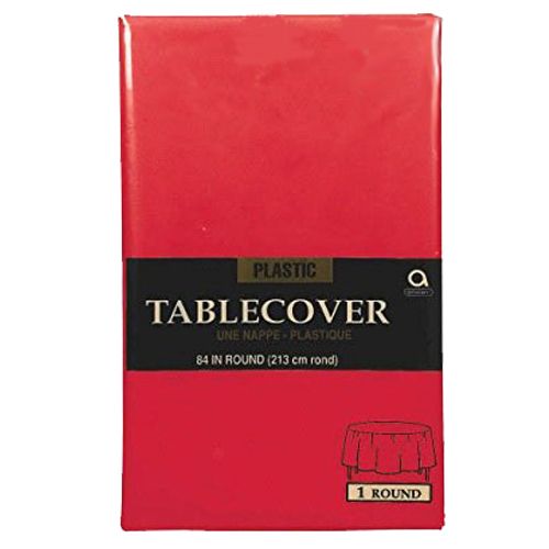 Amscan - Plastic Round Table Cover 84" - Apple Red