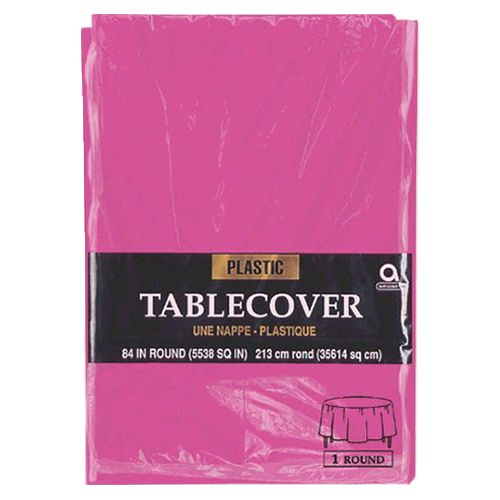 Amscan - Round Plastic Table Cover 84" - Magenta