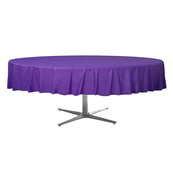 Amscan - Round Plastic Table Cover 84" - New Purple