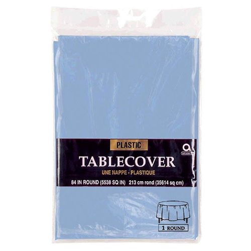 Amscan - Round Plastic Table Cover 84" - Pastel Blue