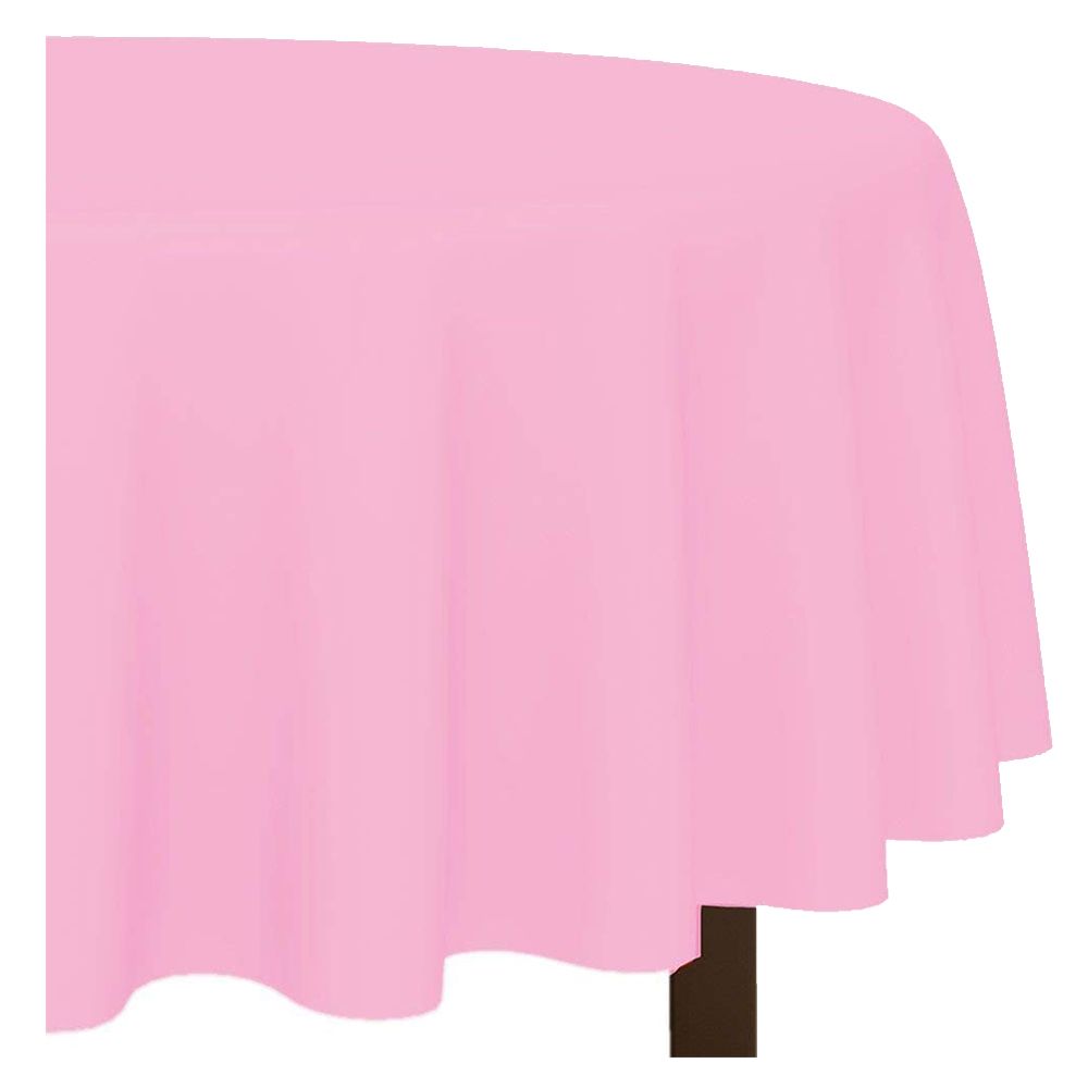 Amscan - Round Plastic Table Cover 84" - New Pink