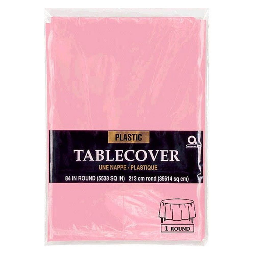 Amscan - Round Plastic Table Cover 84" - New Pink