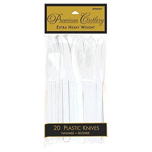 Amscan - Heavy Weight Plastic Knives 20pcs - Frosty White