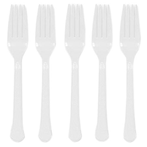 Amscan - Heavy Weight Plastic Forks 20pcs - Frosty White