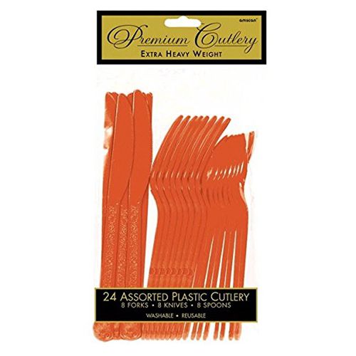 Amscan - Heavy Weight Assorted Cutlery 24pcs - Orange Peel