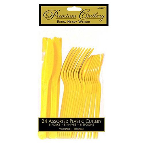 Amscan - Heavy Weight Assorted Cutlery 24pcs - Yellow