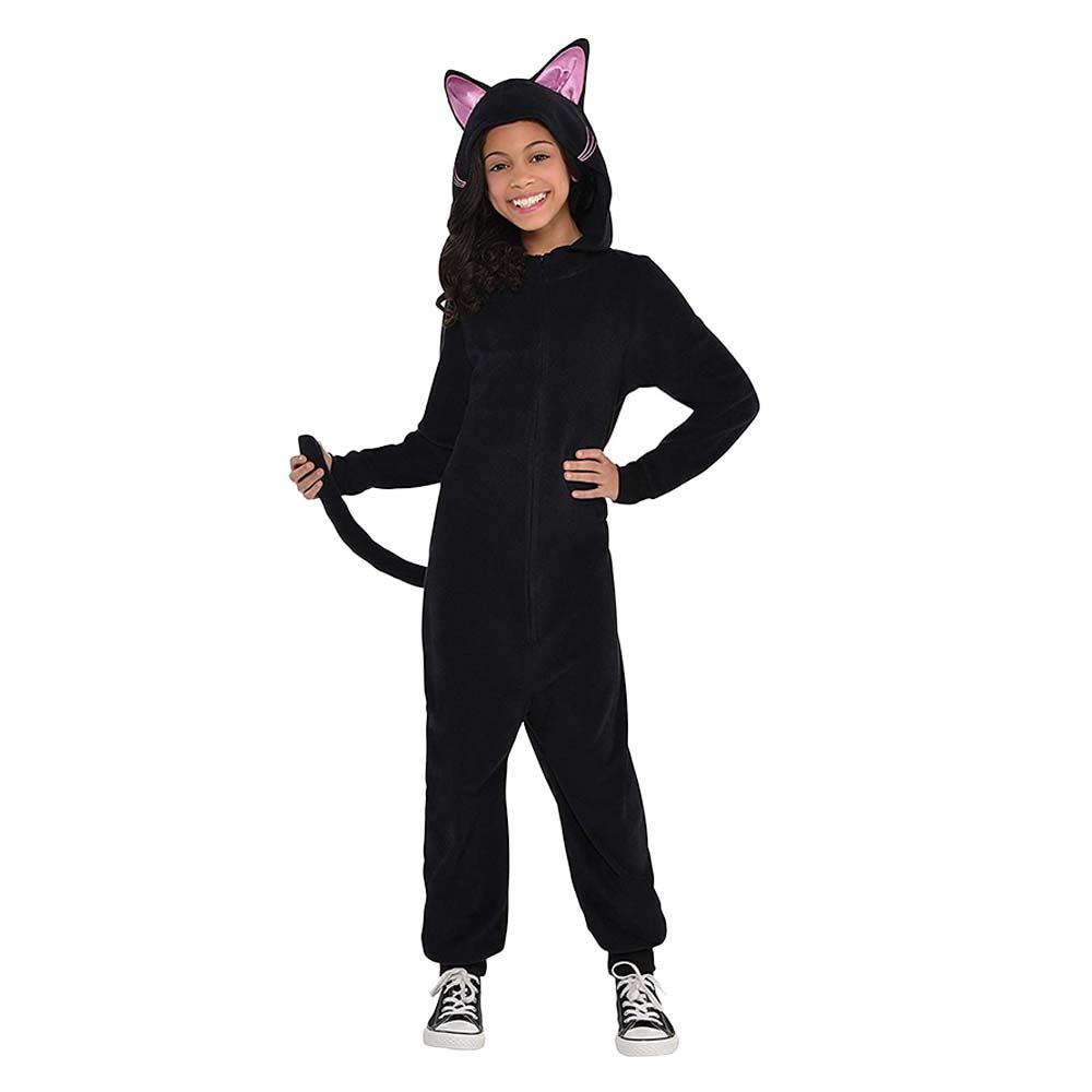 Party Centre - Child Cat Zipster Costume - Black