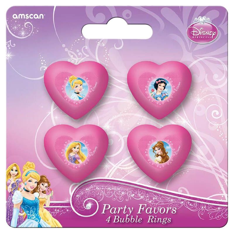 Disney Princess Sparkle Bubble Ring Favors 4pcs