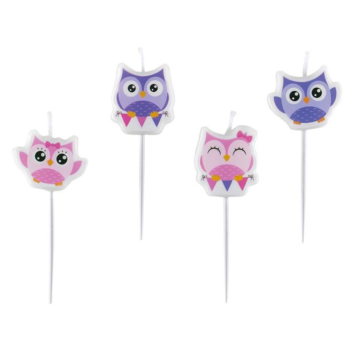 Amscan - Owls Mini Figure Candles 4pcs