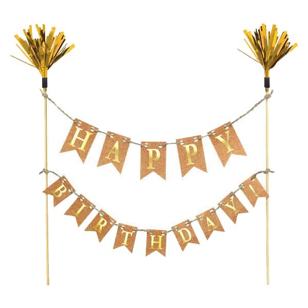 Amscan - Happy Birthday Cake Picks - Gold