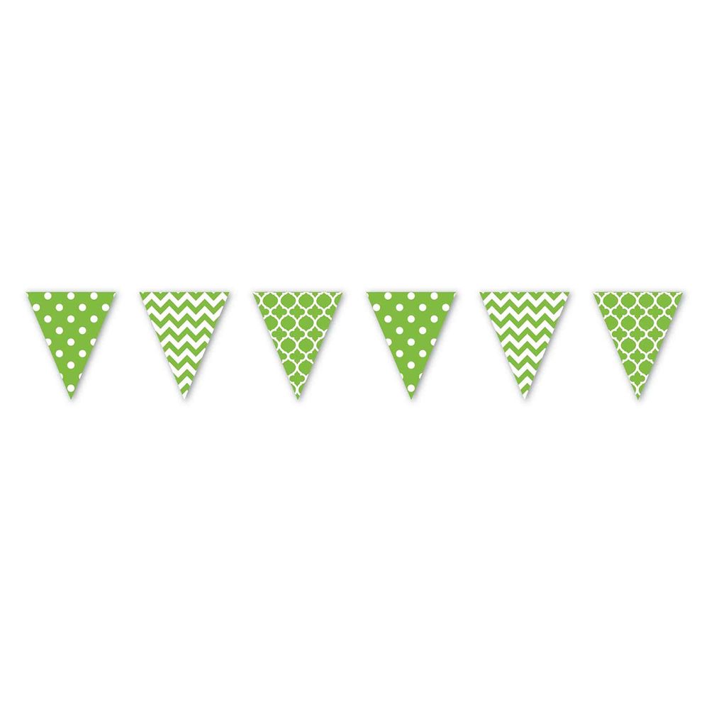 Amscan - Dots & Chevron Pennant Banner Large - Kiwi Green