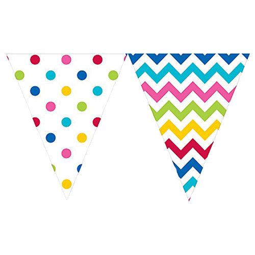 Amscan - Dots & Chevron Rainbow Pennant Banner Large