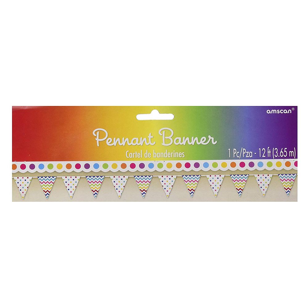 Amscan - Dots & Chevron Rainbow Pennant Banner Large