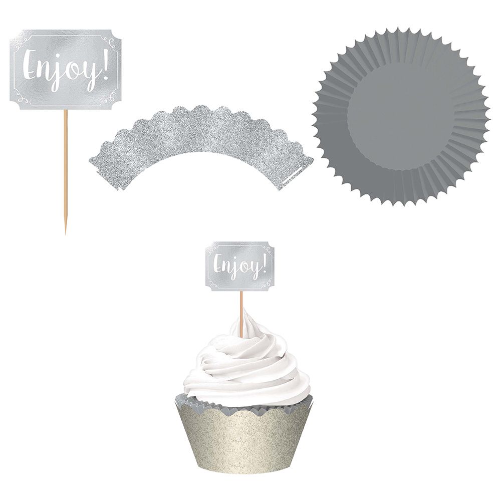 Foil Hot-Stamp Cupcake Kit 24pcs - Silver