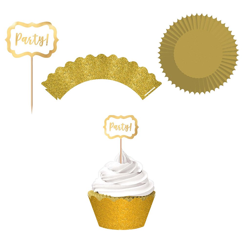 Foil Hot Stamp Cupcake Kit 24pcs - Gold