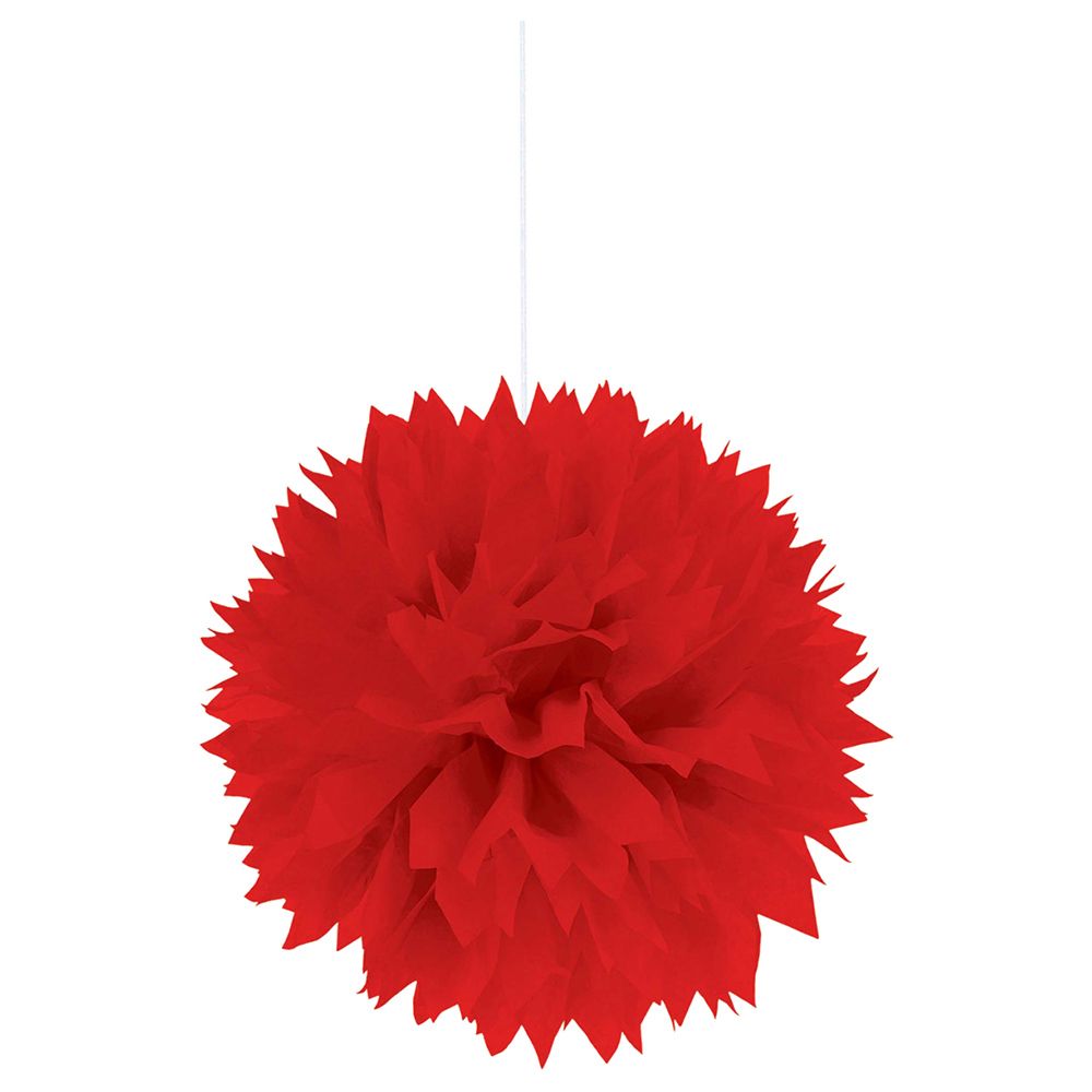 Apple Red Fluffy Paper Decoration 3pcs - Red