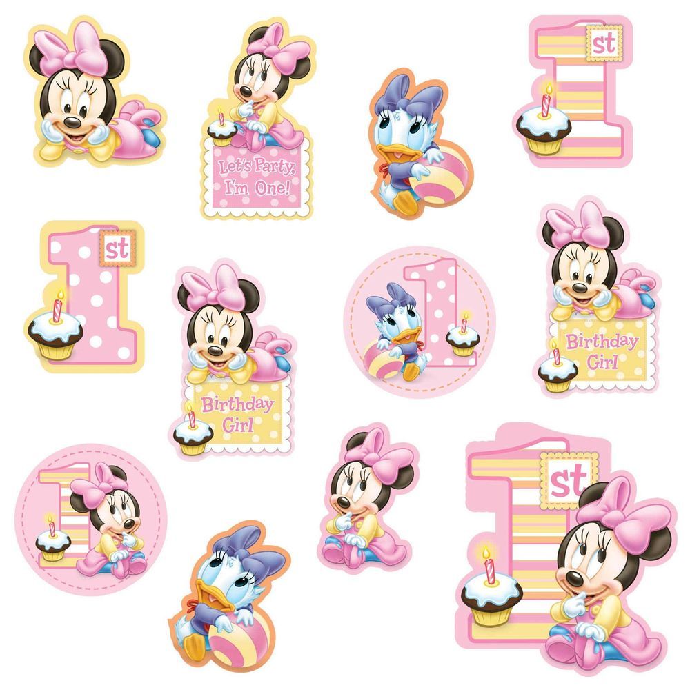 Minnie 1st Birthday Cutouts Decoration 12pcs