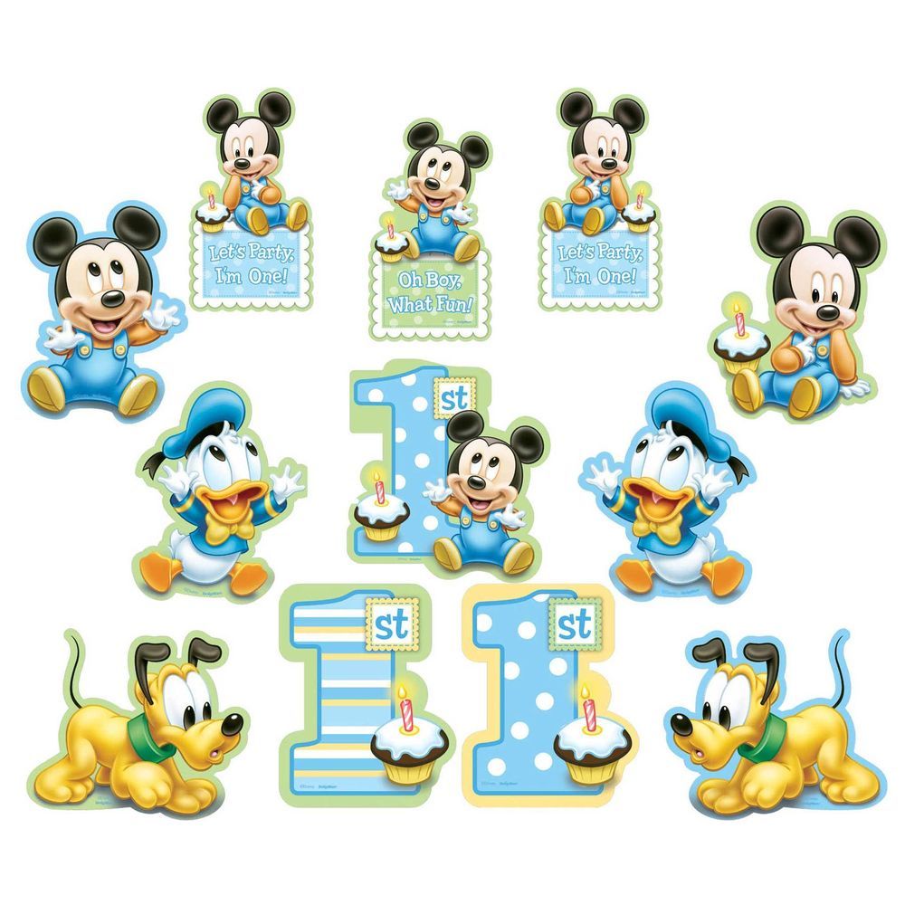 Mickey 1st Birthday Cutouts Decorations 12pcs