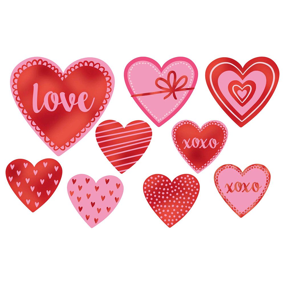 Valentines Glitter Cutout 9Pcs