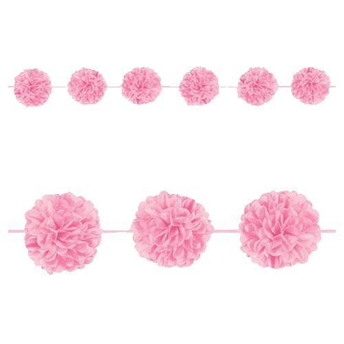 Amscan - New Fluffy Paper Garland 12ft - Pink