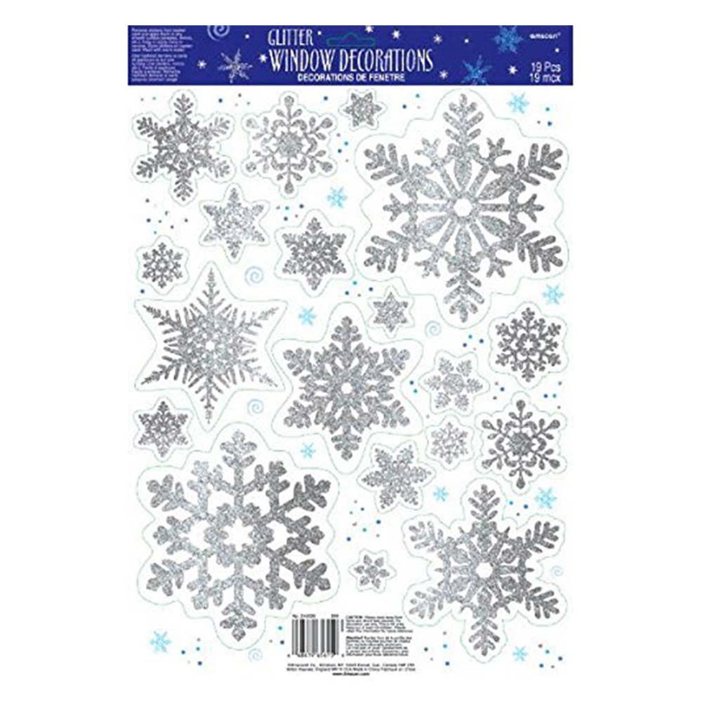 Snowflake Glitter Window Decorations - White