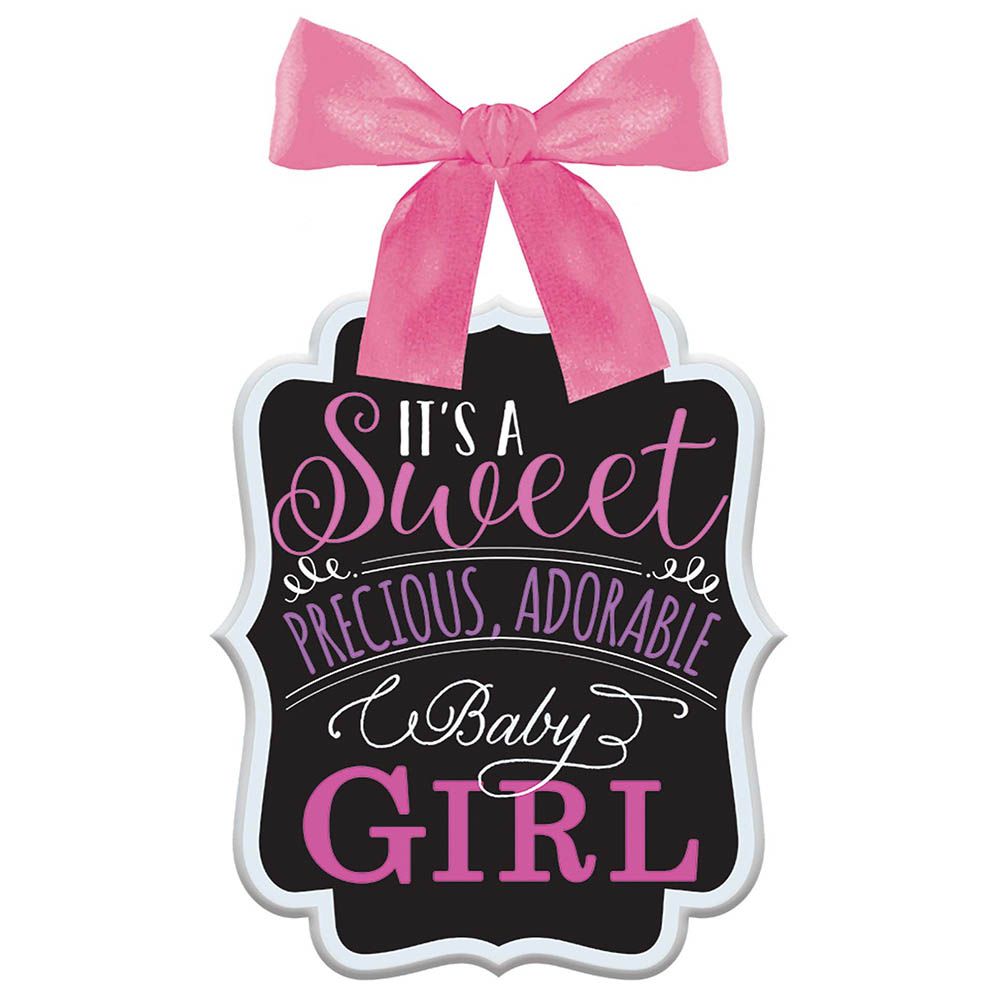 Amscan - Baby Girl Ribbon Bow Hanger Sign