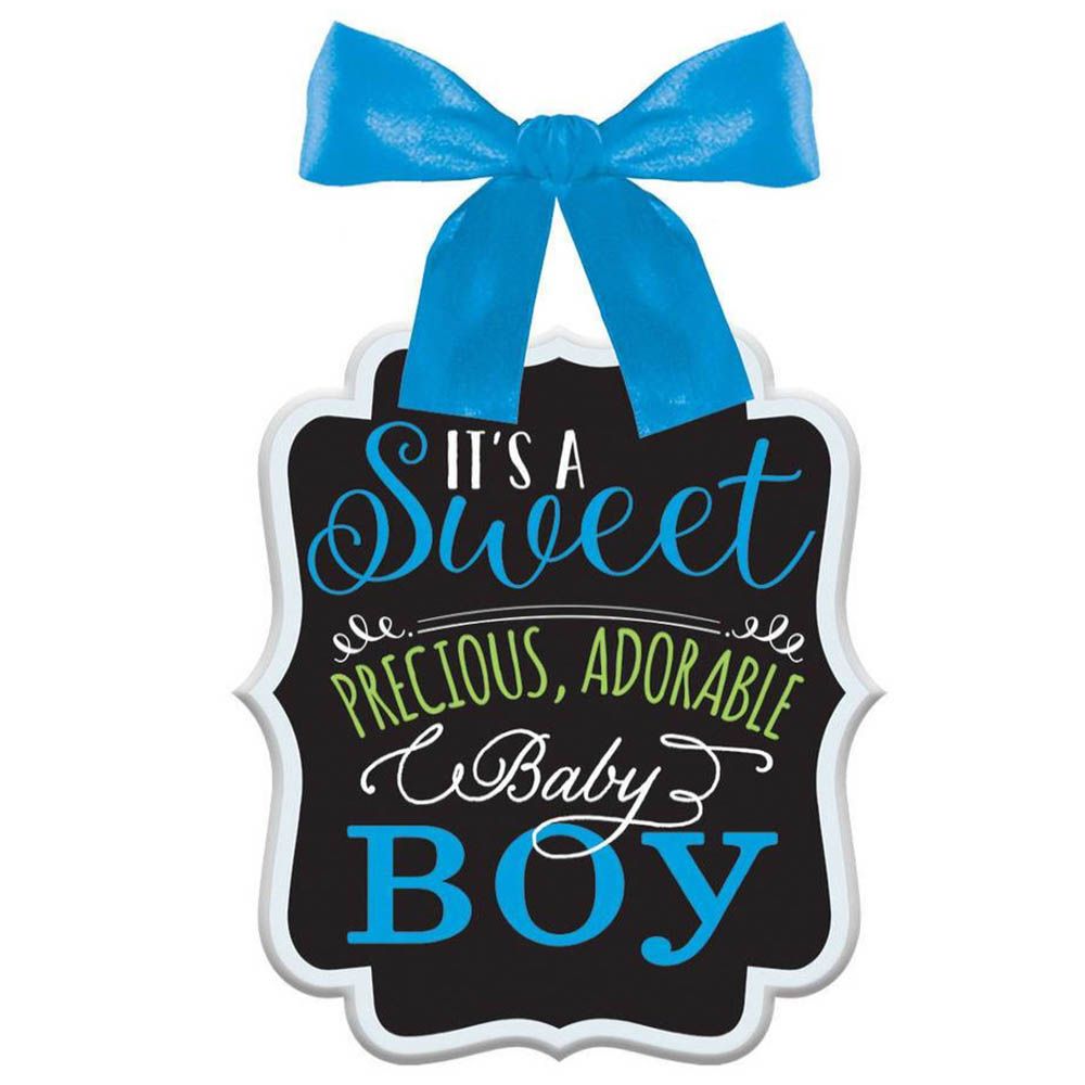 Amscan - Baby Shower Boy Sign - Ribbon Bow Hanger