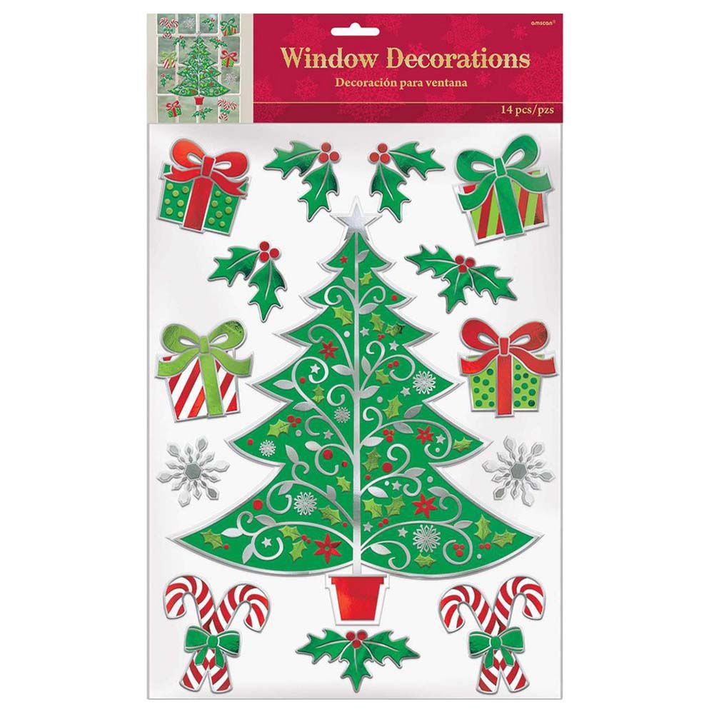 Traditional Christmas Tree Window Decoration