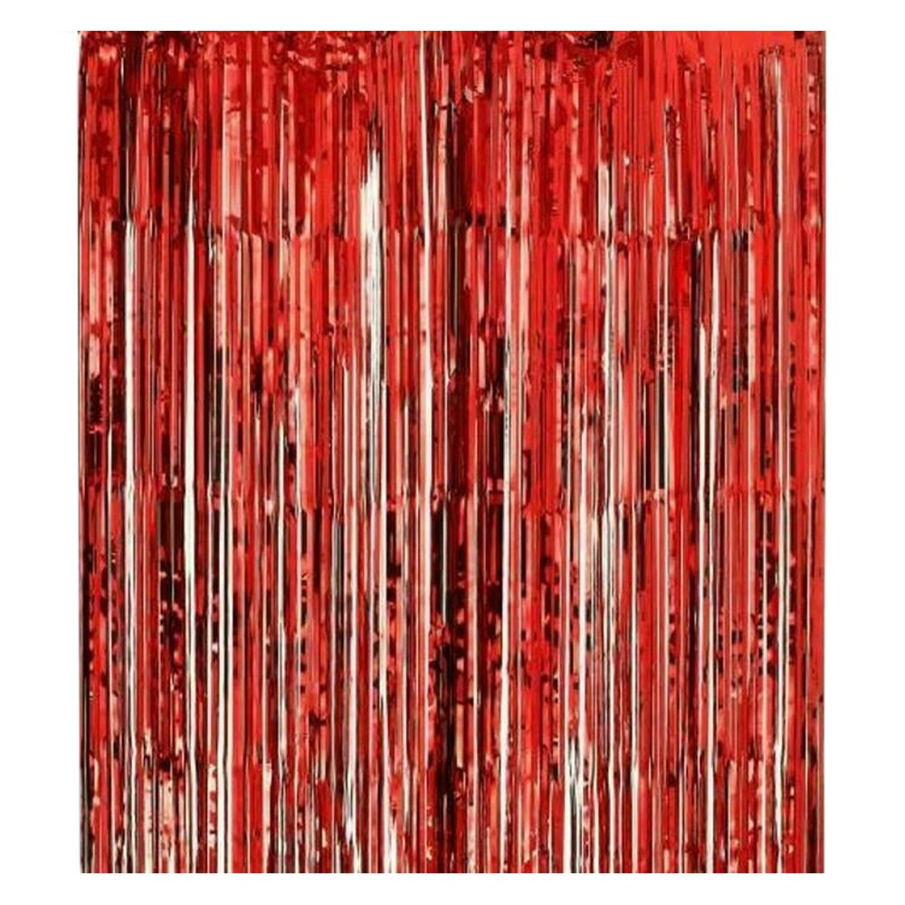 Amscan - Metallic Curtain 8 x 3ft - Apple Red