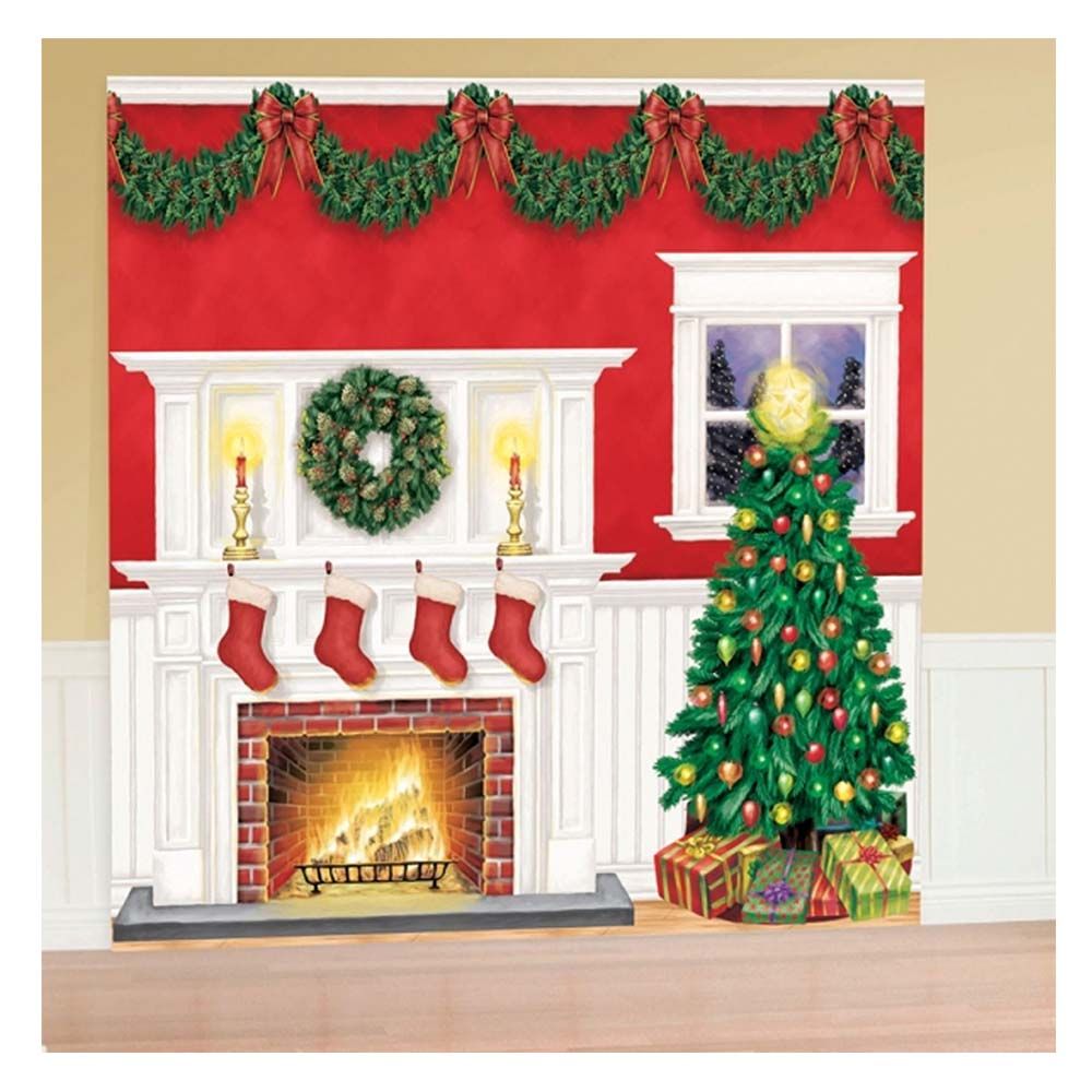 Party Centre - Christmas Fireplace Scene Setter Kit - 6pcs