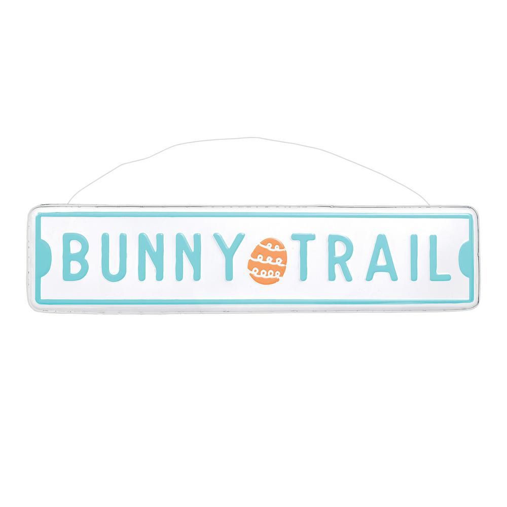 Easter Bunny Trail Metallic Hanging Sign