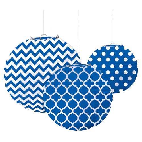 Amscan - Round Paper Lanterns 9" 3pcs - Royal Blue