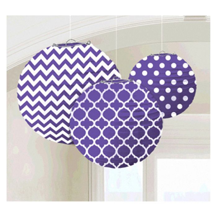 Amscan - Round Paper Lanterns 9" 3pcs - Purple