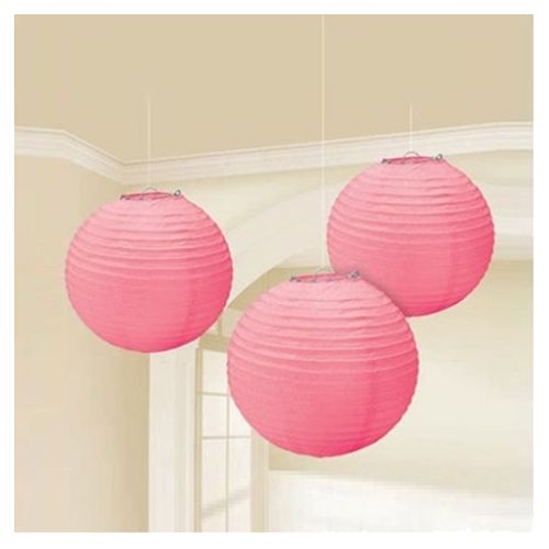 Amscan - New Round Paper Lanterns 9.5" 3pcs - Pink