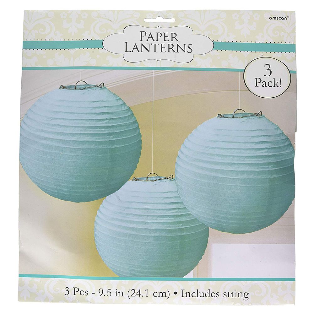 Amscan - Robin's Egg Round Paper Lanterns 9.5" 3pcs - Blue