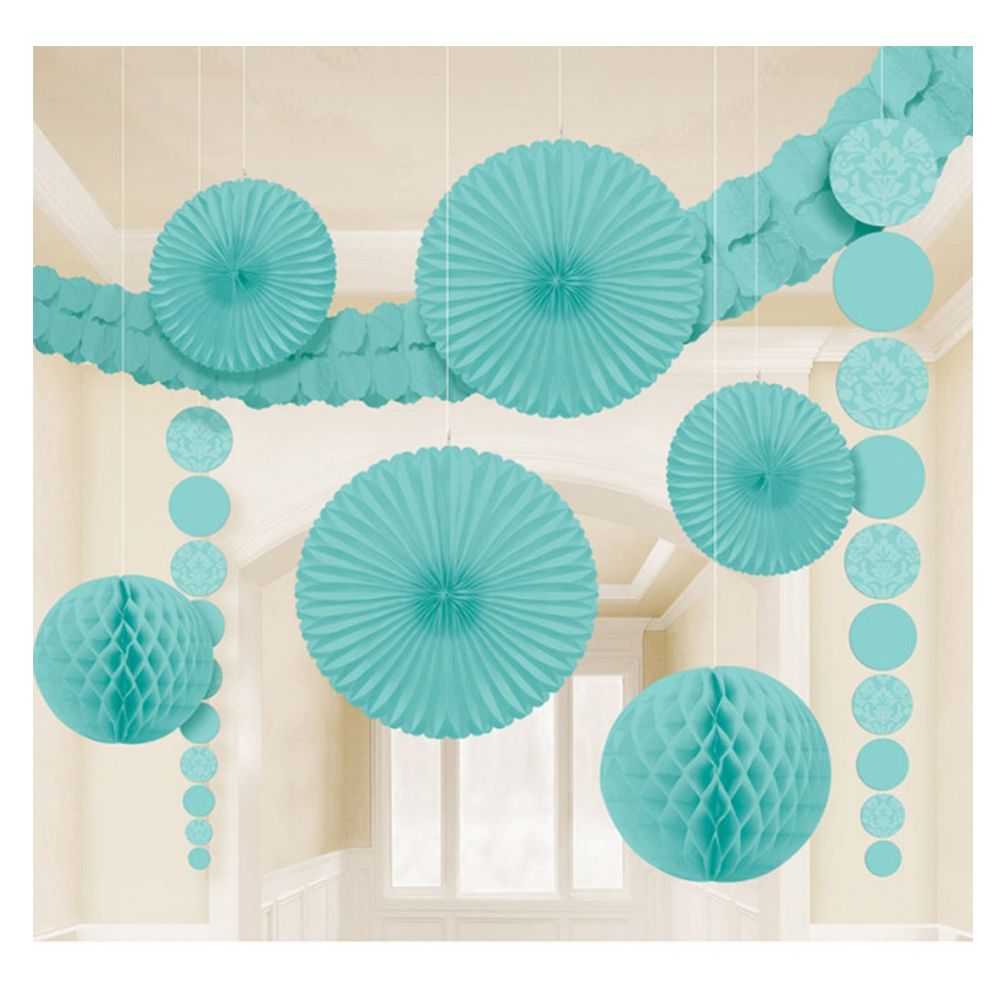 Amscan - Robin's Egg Damask Party Decoration Kit - Blue