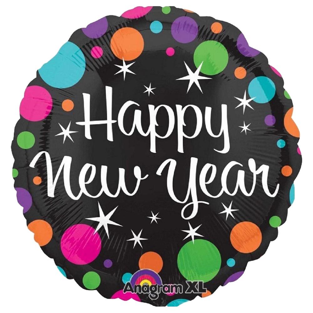 Anagram - Happy New Year Colorful Dots Foil Balloon