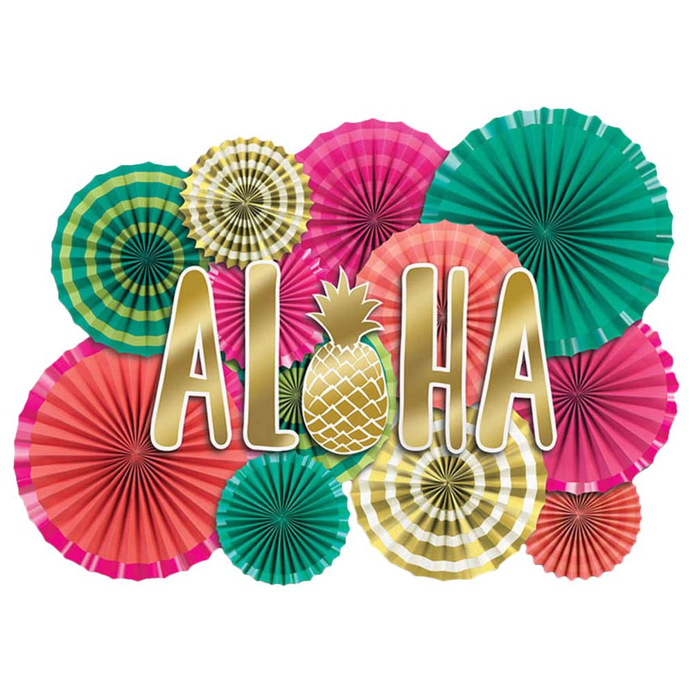 Aloha Paper Fan Decoration Kit - 17Pc