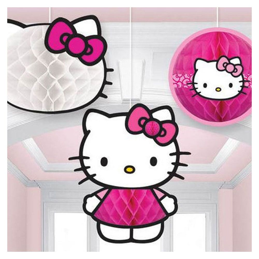 Hello Kitty Honeycomb Decorations (3pcs)