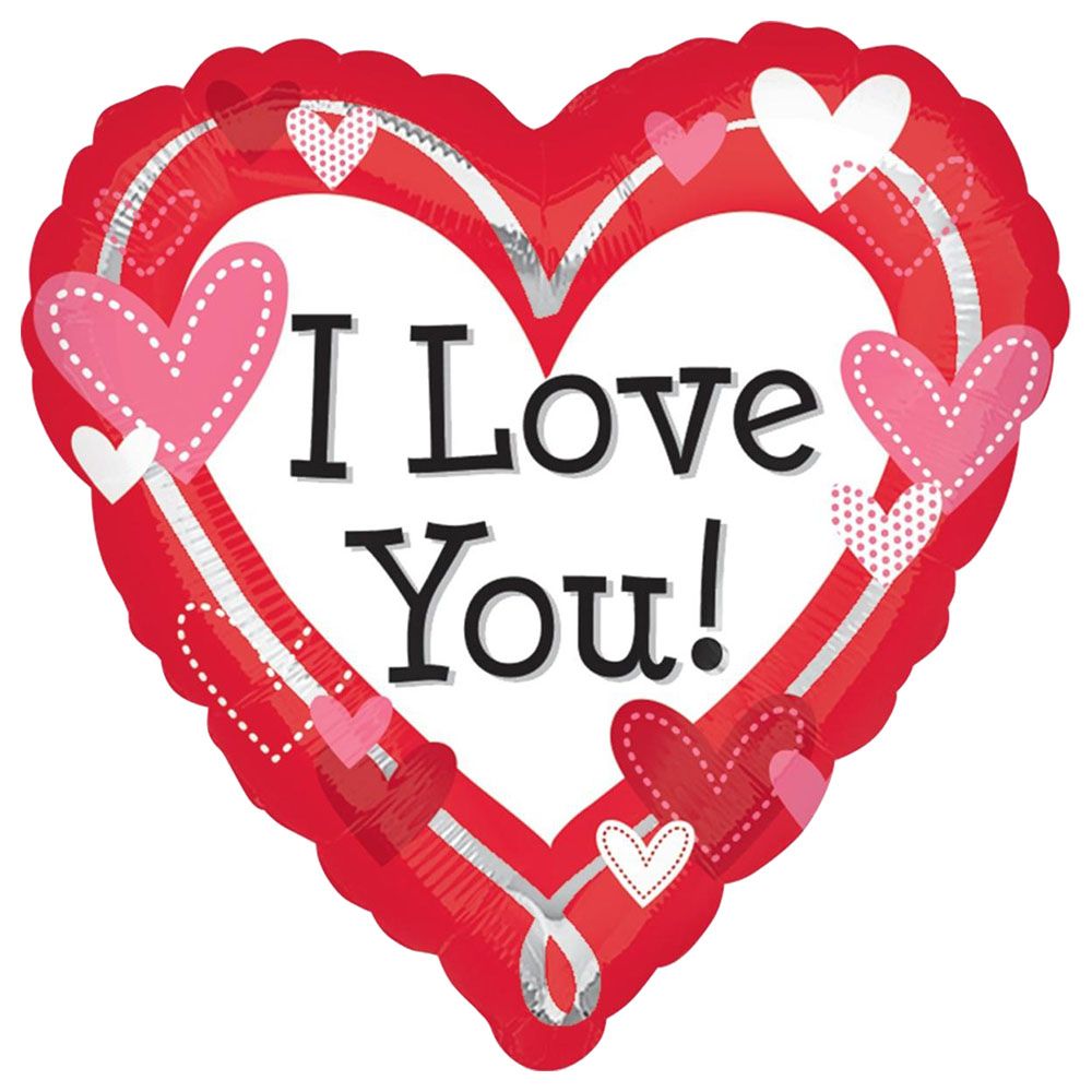 I Love You Dotted Hearts Foil Balloon 18in